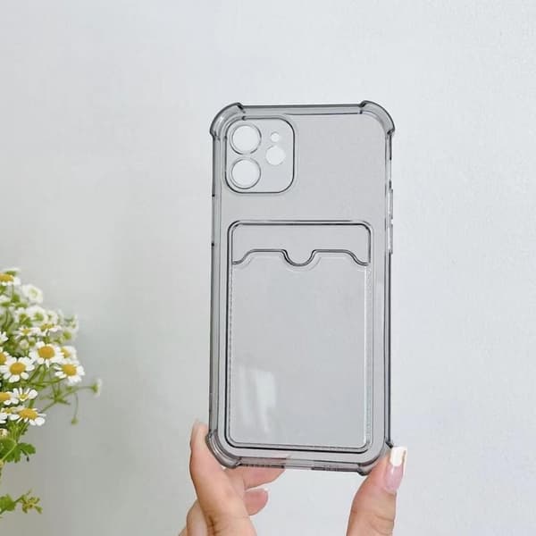 iPhone 11 Stöttåligt Skal med Korthållare - Grå