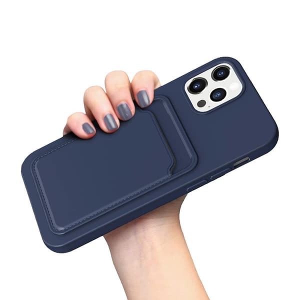 iPhone 12/12 Pro Silikonskal med Korthållare - Blå