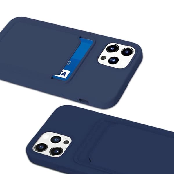 iPhone 12/12 Pro Silikonskal med Korthållare - Blå