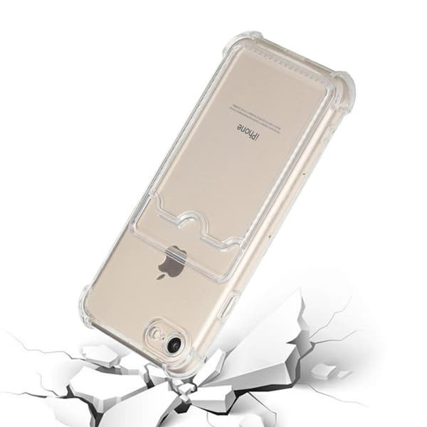 iPhone 7/8/SE (2020/2022) Stöttåligt Skal med Korthållare - Transparent
