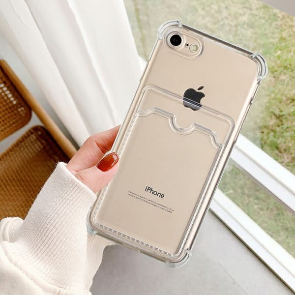 iPhone 7/8/SE (2020/2022) Stöttåligt Skal med Korthållare - Transparent