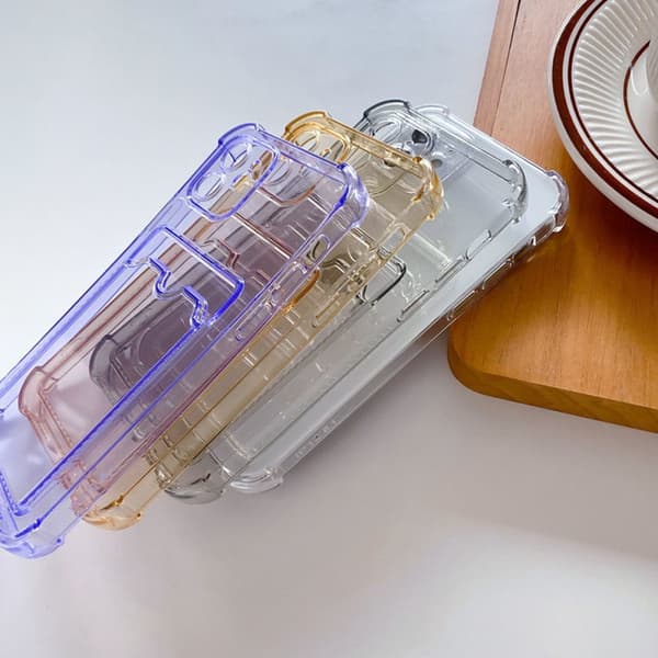 iPhone 12 Stöttåligt Skal med Korthållare - Transparent