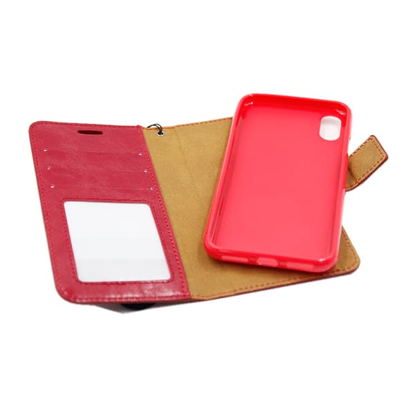 iPhone X/XS Plånboksfodral med Avtagbart Skal - Röd