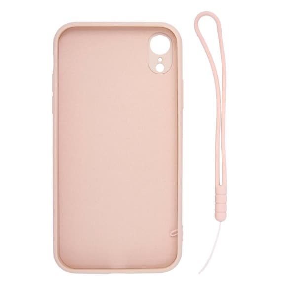 iPhone XR Silikonskal med Ringhållare och Handrem - Rosa