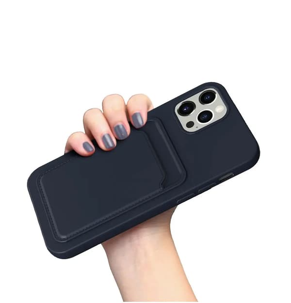 iPhone 13 Silikonskal med Korthållare - Blå