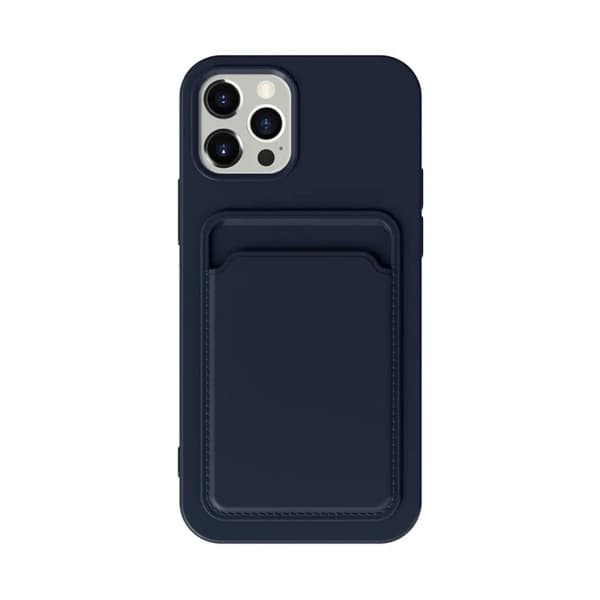 iPhone 13 Silikonskal med Korthållare - Blå