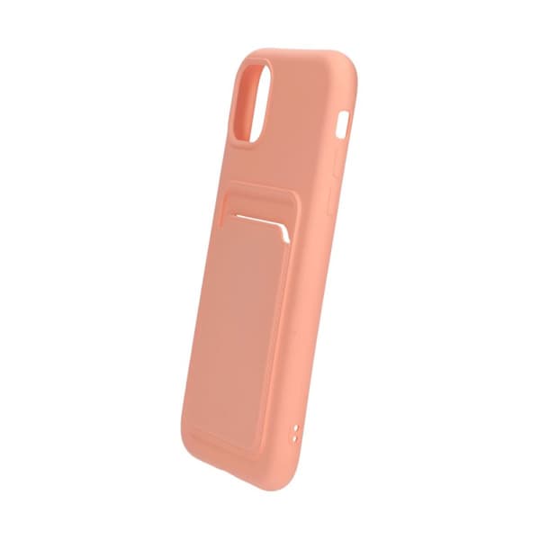 iPhone 12/12 Pro Silikonskal med Korthållare - Rosa