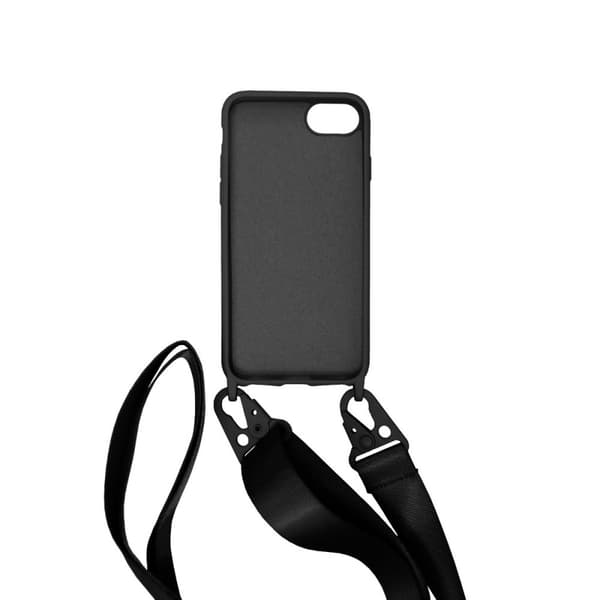 iPhone 7/8/SE (2020/2022) Silikonskal med Rem/Halsband - Svart