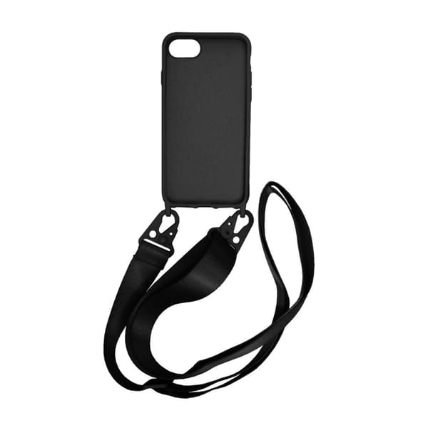iPhone 7/8/SE (2020/2022) Silikonskal med Rem/Halsband - Svart