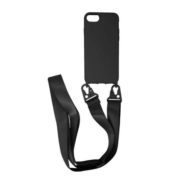 iPhone 7/8/SE (2020/2022) Silikonskal med Rem/Halsband - Svart