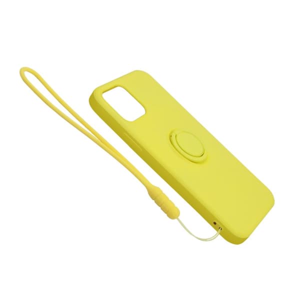 iPhone 12/12 Pro Silikonskal med Ringhållare och Handrem - Gul