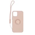 Pikkukuva 1 / 5: iPhone 12 Pro Max Silikonskal med Ringhållare och Handrem - Rosa