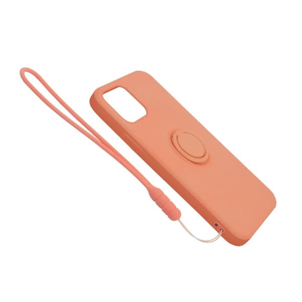 iPhone 12/12 Pro Silikonskal med Ringhållare och Handrem - Orange