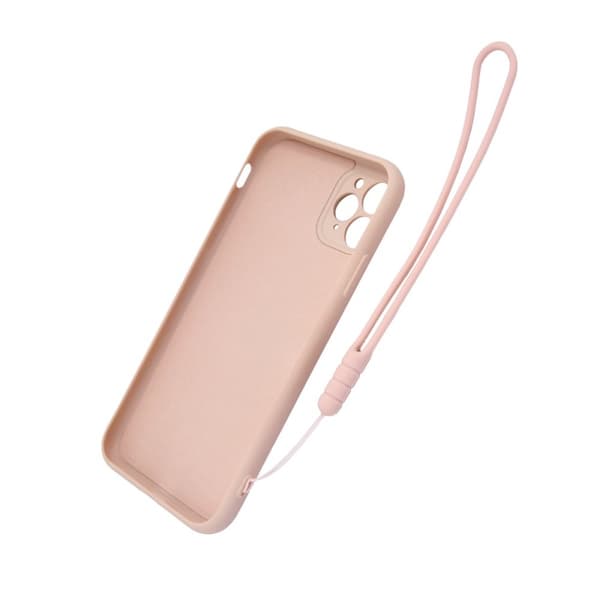 iPhone 11 Pro Max Silikonskal med Ringhållare och Handrem - Rosa