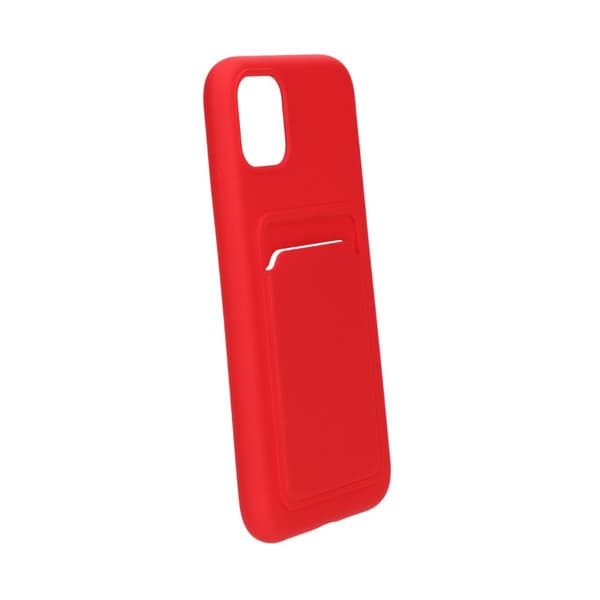 iPhone 12 Pro Max Silikonskal med Korthållare - Röd