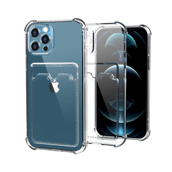 iPhone 11 Pro Stöttåligt Skal med Korthållare - Transparent