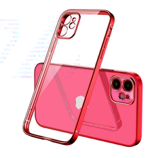 iPhone 12 Mobilskal med Kameraskydd - Röd/transparent