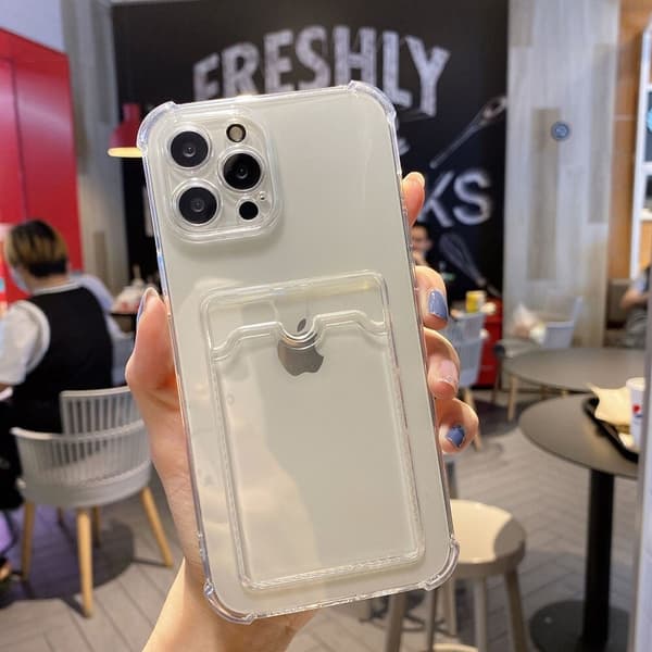 iPhone 13 Stöttåligt Skal med Korthållare - Transparent
