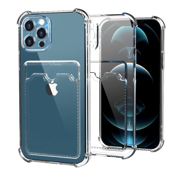 iPhone 13 Stöttåligt Skal med Korthållare - Transparent