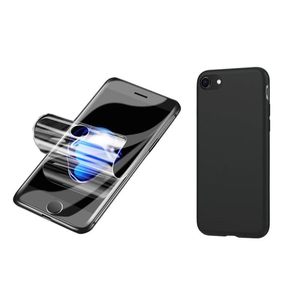 iPhone 7 - Mattbehandlat Silikonskal & Mjukt Skärmskydd