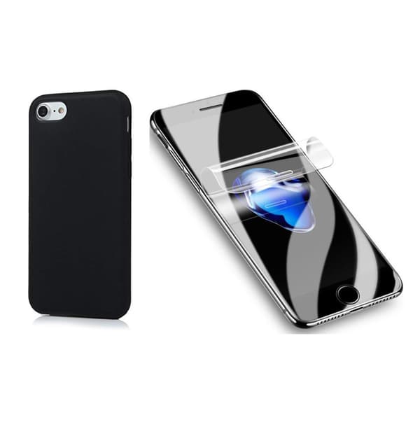 iPhone 7 - Mattbehandlat Silikonskal & Mjukt Skärmskydd