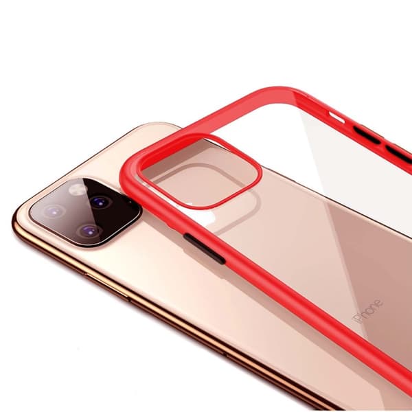 Stöttåligt Mobilskal iPhone 11 Pro Max - Röd/Transparent/Svart