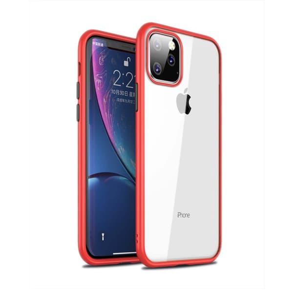Stöttåligt Mobilskal iPhone 11 Pro Max - Röd/Transparent/Svart