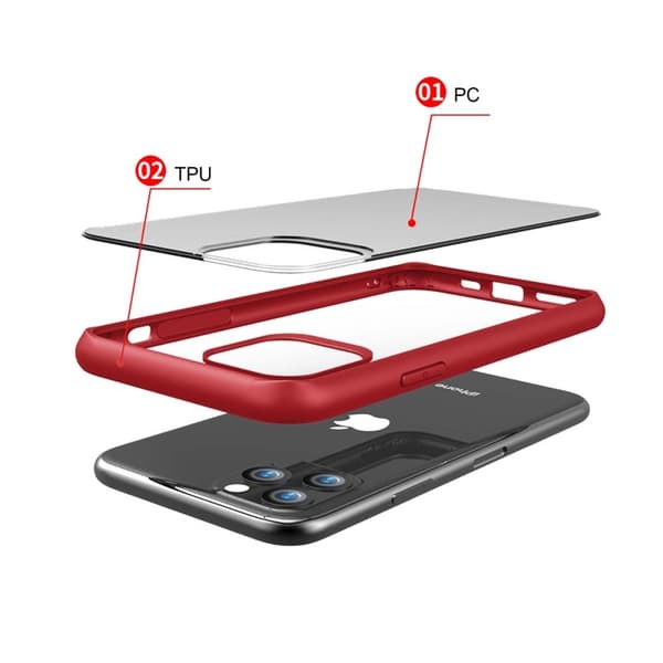Stöttåligt Mobilskal iPhone 11 Pro Max - Röd/Transparent