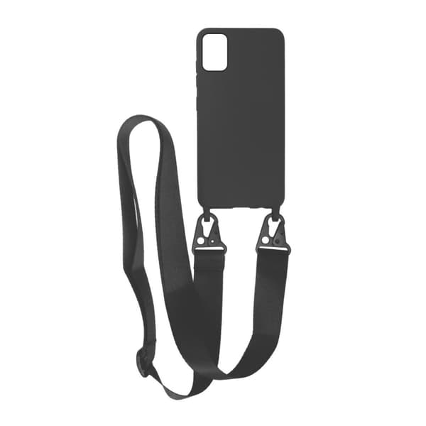 Samsung Galaxy A71 Silikonskal med Rem/Halsband - Svart