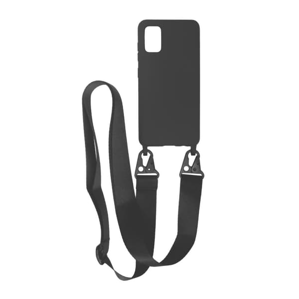 Samsung Galaxy A51 Silikonskal med Rem/Halsband - Svart