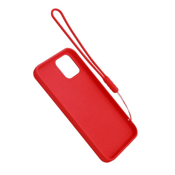 iPhone 12 Mini Silikonskal med Ringhållare och Handrem - Röd