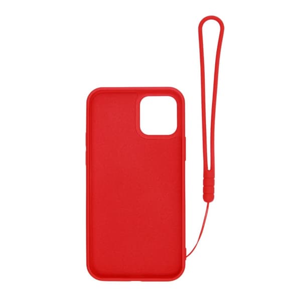 iPhone 12 Mini Silikonskal med Ringhållare och Handrem - Röd