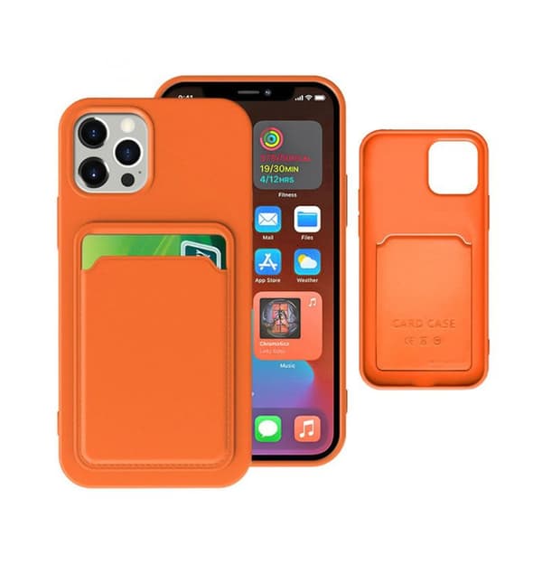 iPhone 13 Silikonskal med Korthållare - Orange