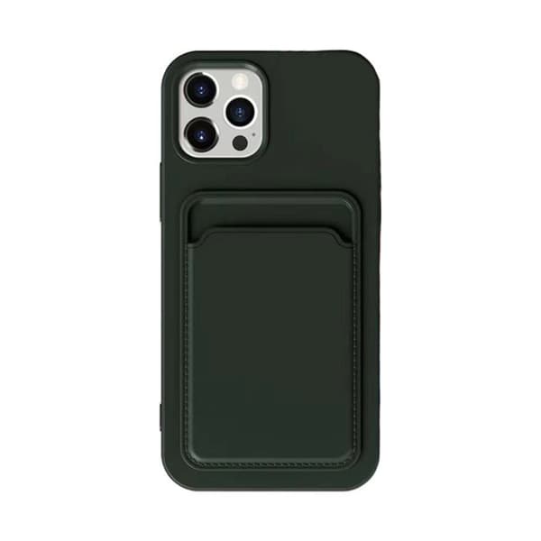iPhone 13 Pro Silikonskal med Korthållare - Militärgrön