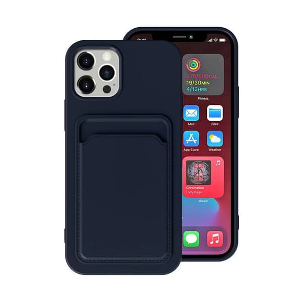 iPhone 13 Pro Silikonskal med Korthållare - Blå