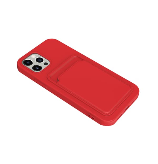 iPhone 13 Pro Silikonskal med Korthållare - Röd