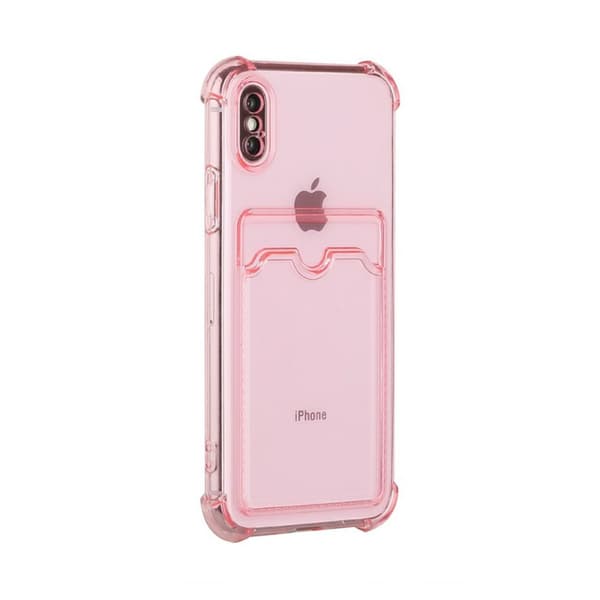 iPhone X/XS Stöttåligt Skal med Korthållare - Rosa