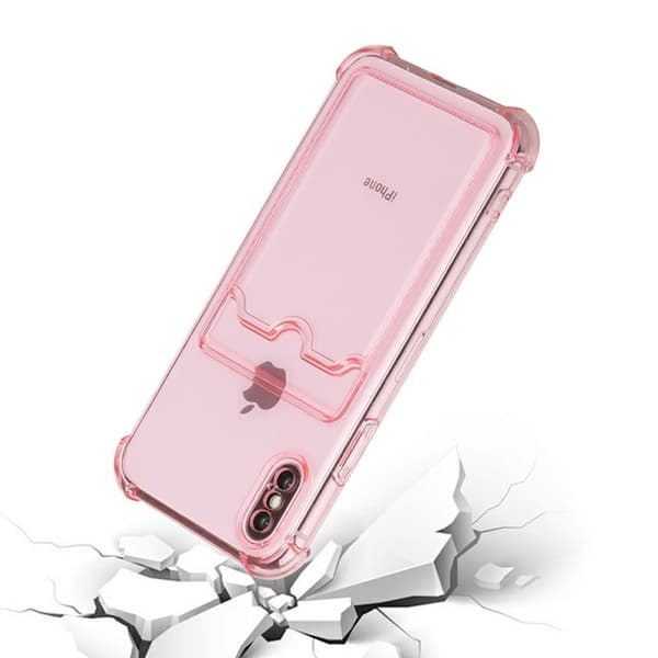 iPhone X/XS Stöttåligt Skal med Korthållare - Rosa