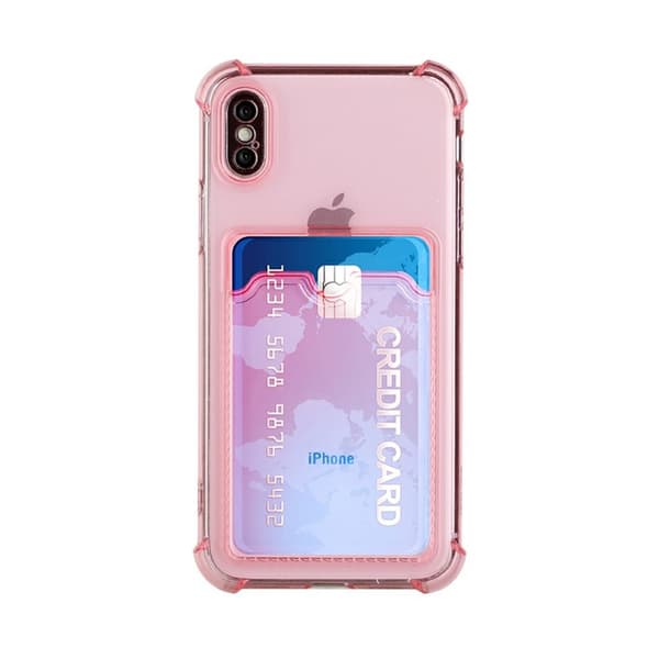 iPhone X/XS Stöttåligt Skal med Korthållare - Rosa