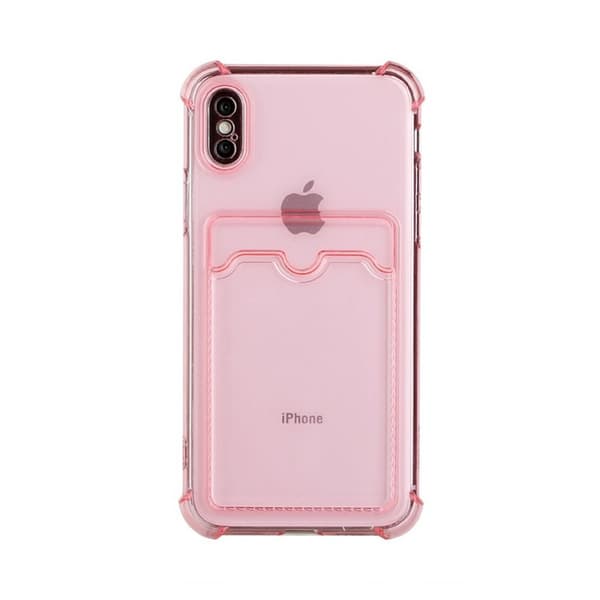 iPhone X/XS Stöttåligt Skal med Korthållare - Rosa