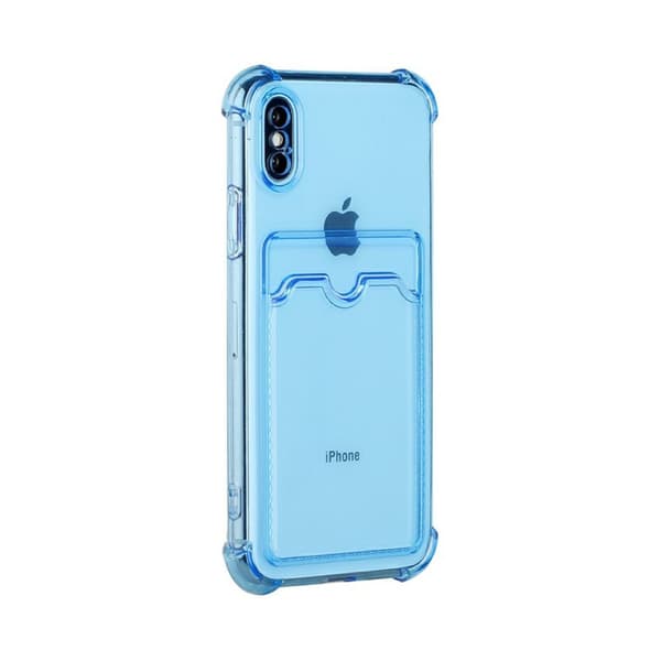 iPhone XS Max Stöttåligt Skal med Korthållare - Blå