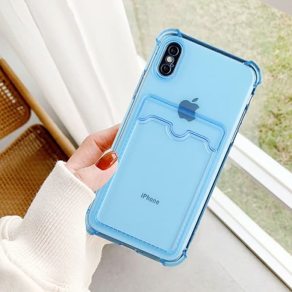 iPhone XS Max Stöttåligt Skal med Korthållare - Blå