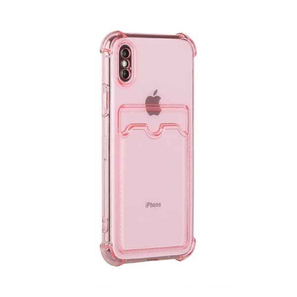 iPhone XS Max Stöttåligt Skal med Korthållare - Rosa