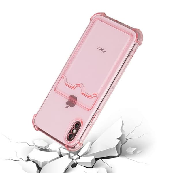 iPhone XS Max Stöttåligt Skal med Korthållare - Rosa