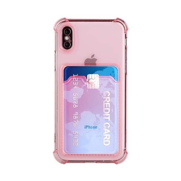 iPhone XS Max Stöttåligt Skal med Korthållare - Rosa