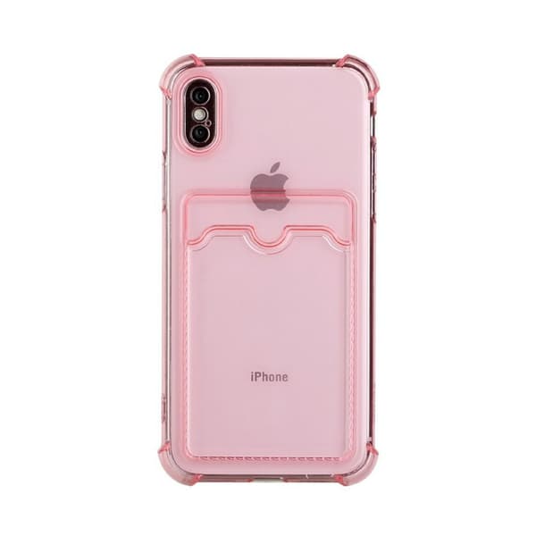 iPhone XS Max Stöttåligt Skal med Korthållare - Rosa