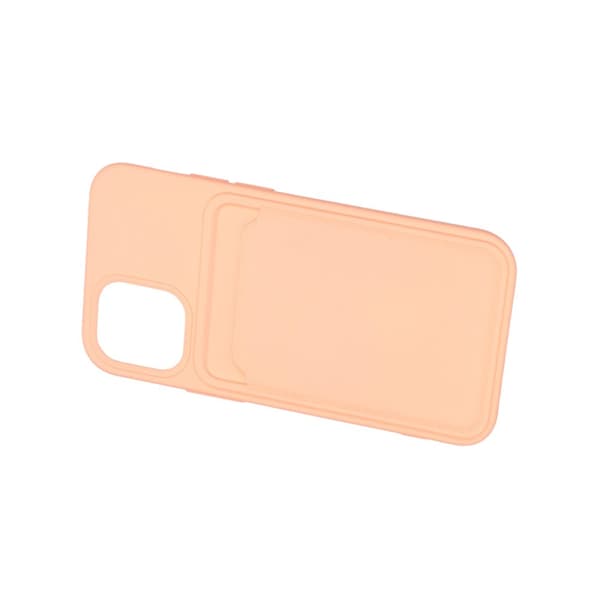 iPhone 12 Mini Silikonskal med Korthållare - Rosa