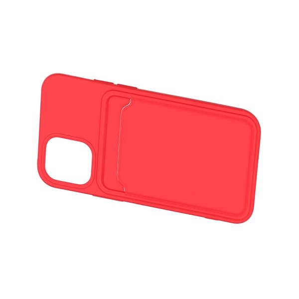 iPhone 12 Mini Silikonskal med Korthållare - Röd
