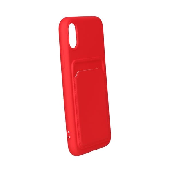 iPhone XR Silikonskal med Korthållare - Röd