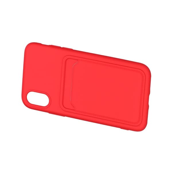 iPhone XR Silikonskal med Korthållare - Röd
